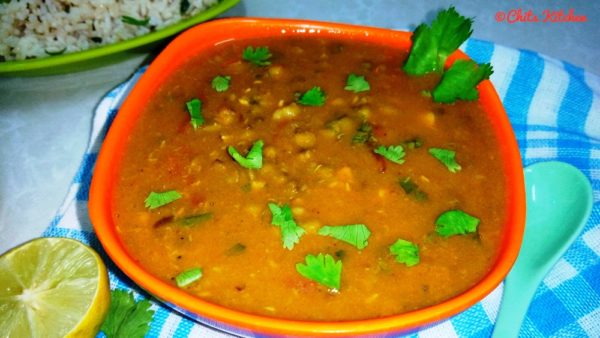 Green Moong Dal Curry / Whole Green Moong Dal Tadka