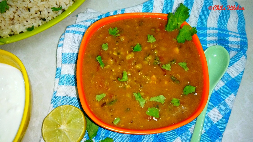 Green Moong Dal Curry / Whole Green Moong Dal Tadka