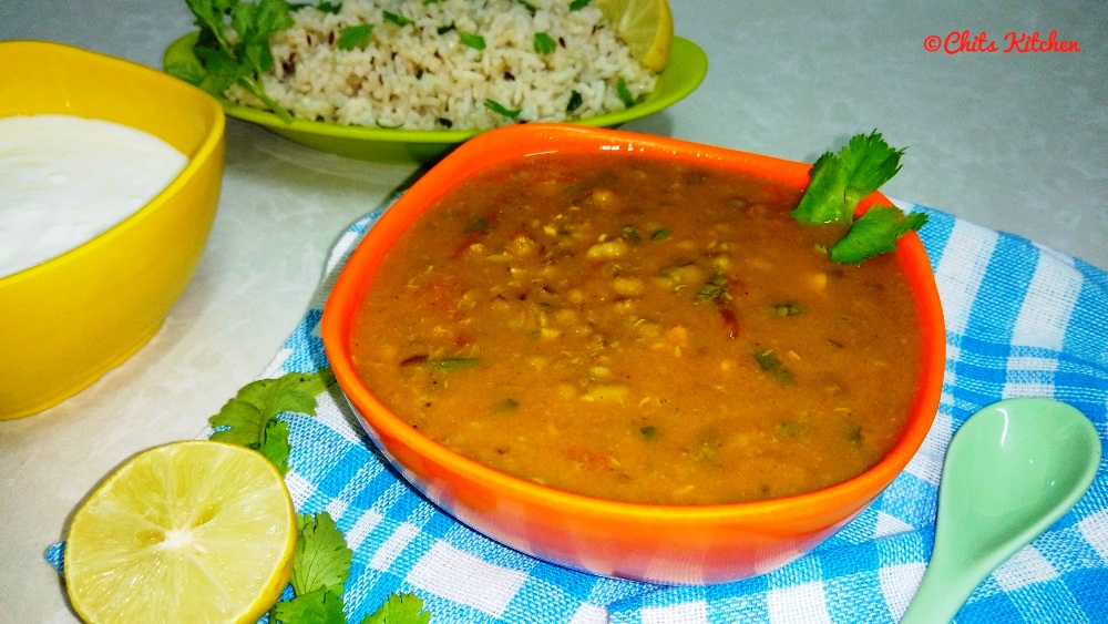 Green Moong Dal Curry / Whole Green Moong Dal Tadka