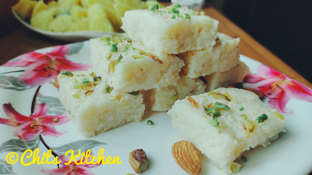 Coconut Barfi with Condensed Milk/Nariyal Ki Barfi/Kopra Pak