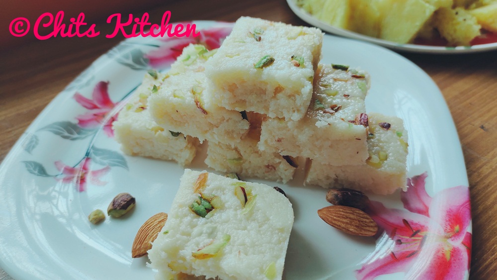 Coconut Barfi with Condensed Milk/Nariyal Ki Barfi/Kopra Pak