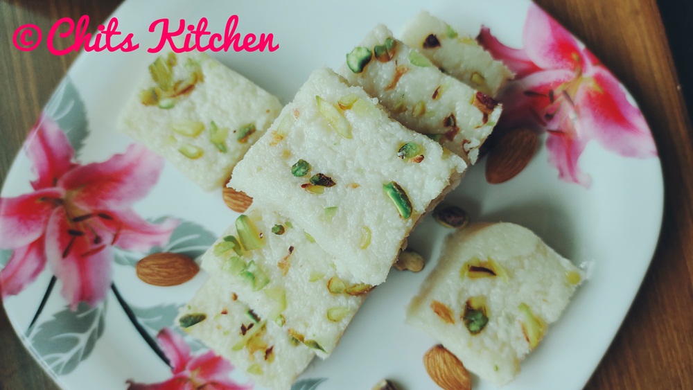 Coconut Barfi with Condensed Milk/Nariyal Ki Barfi/Kopra Pak